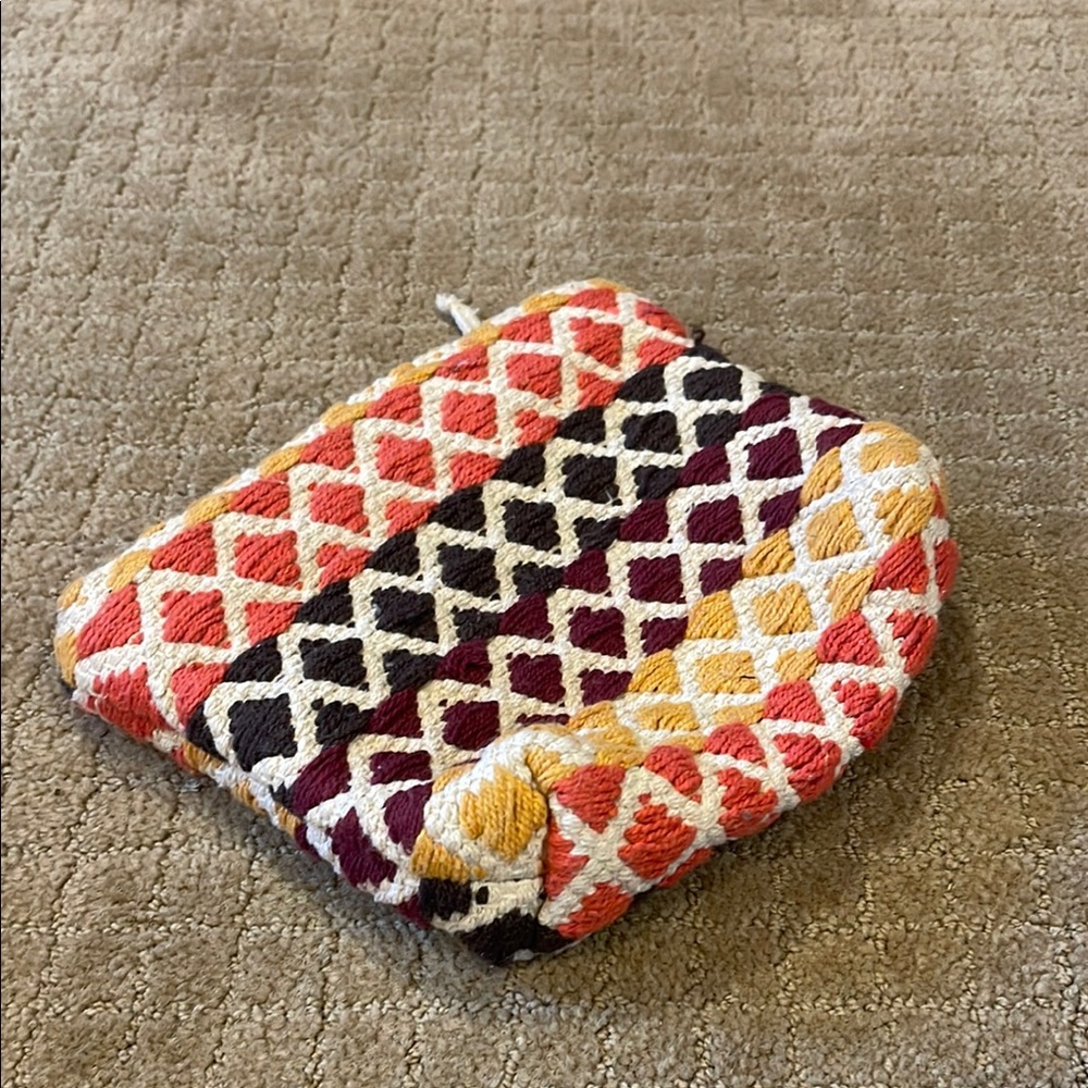 Universal Thread Red and Orange Cosmetic Bag Zigzag Design